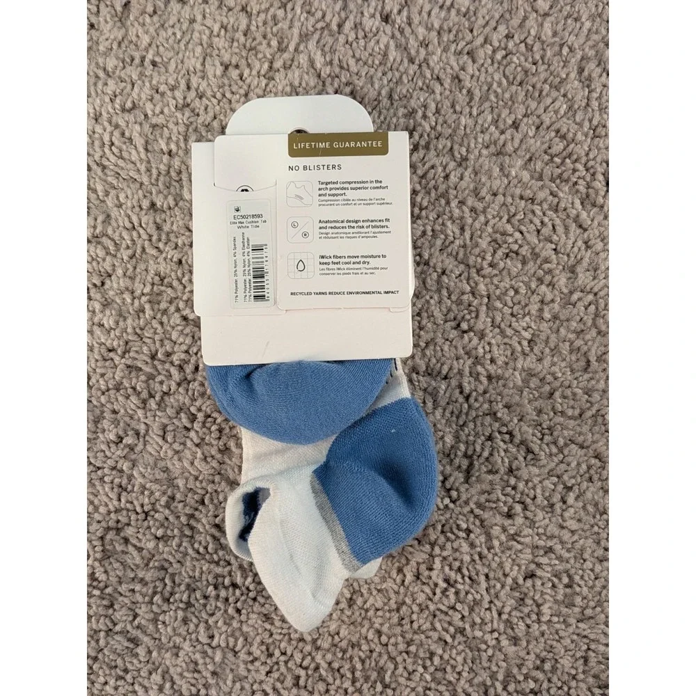 NWT Feetures Elite Socks Unisex Large Max Custion White Tide No Show Tab